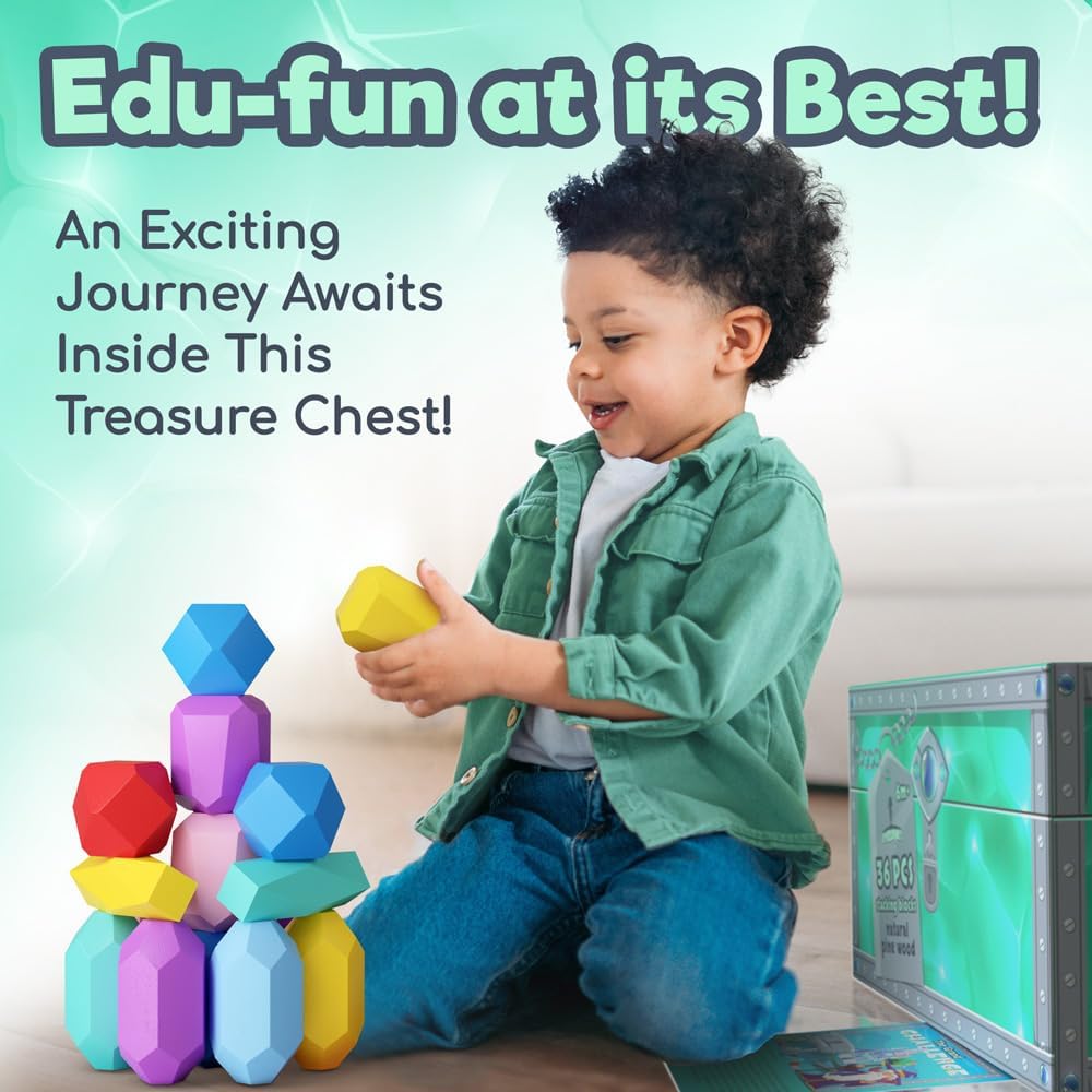 EVERSMART Wooden Stacking Blocks for Kids 1-6 Years
