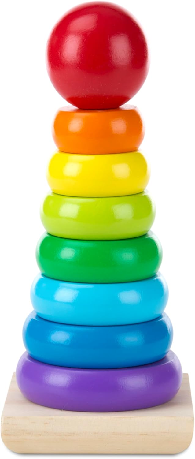 Melissa Doug Rainbow Stacker Wooden Rings Toy