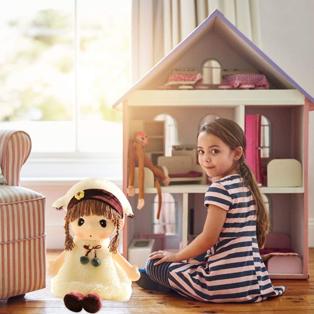 Plush Baby Girl Doll with Clothes and Hat Skirt