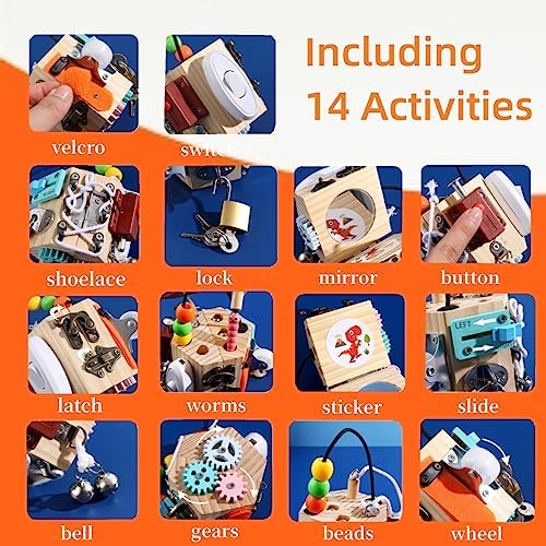 PORLPOEK Busy Cube for Kids 14 in 1 Travel Toy