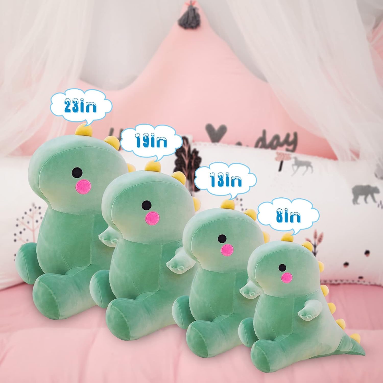DUANMUL Cute Fat Dinosaur Plush Toy Green 8in