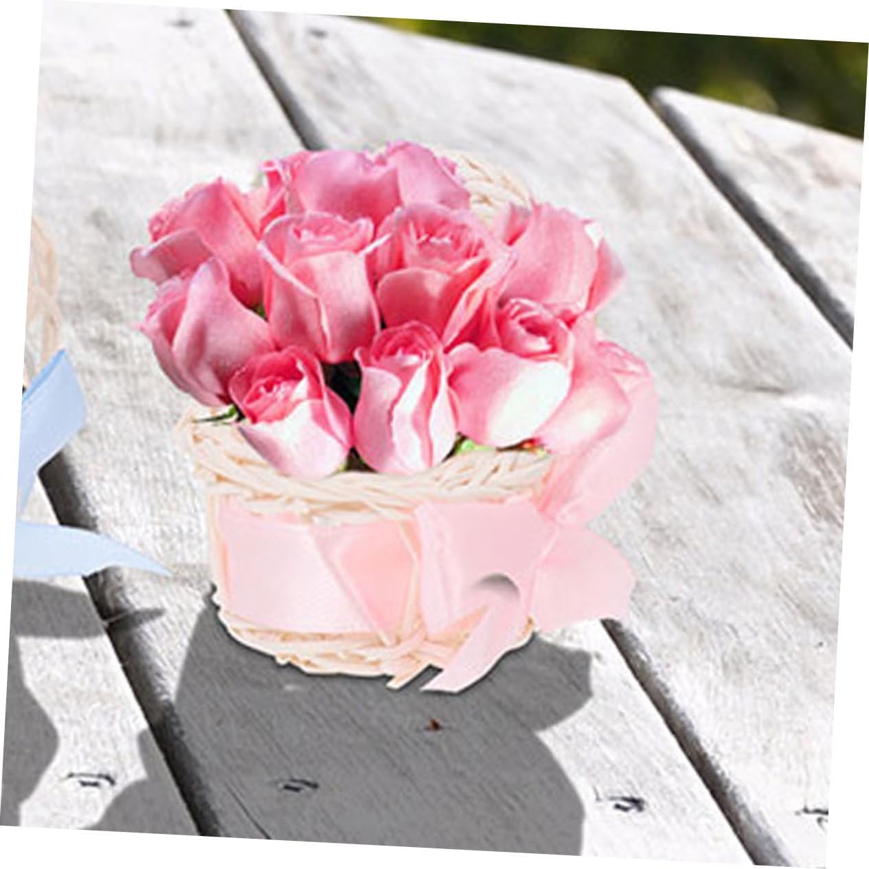 LIOOBO Mini Wicker Flower Basket for Dollhouse Decor