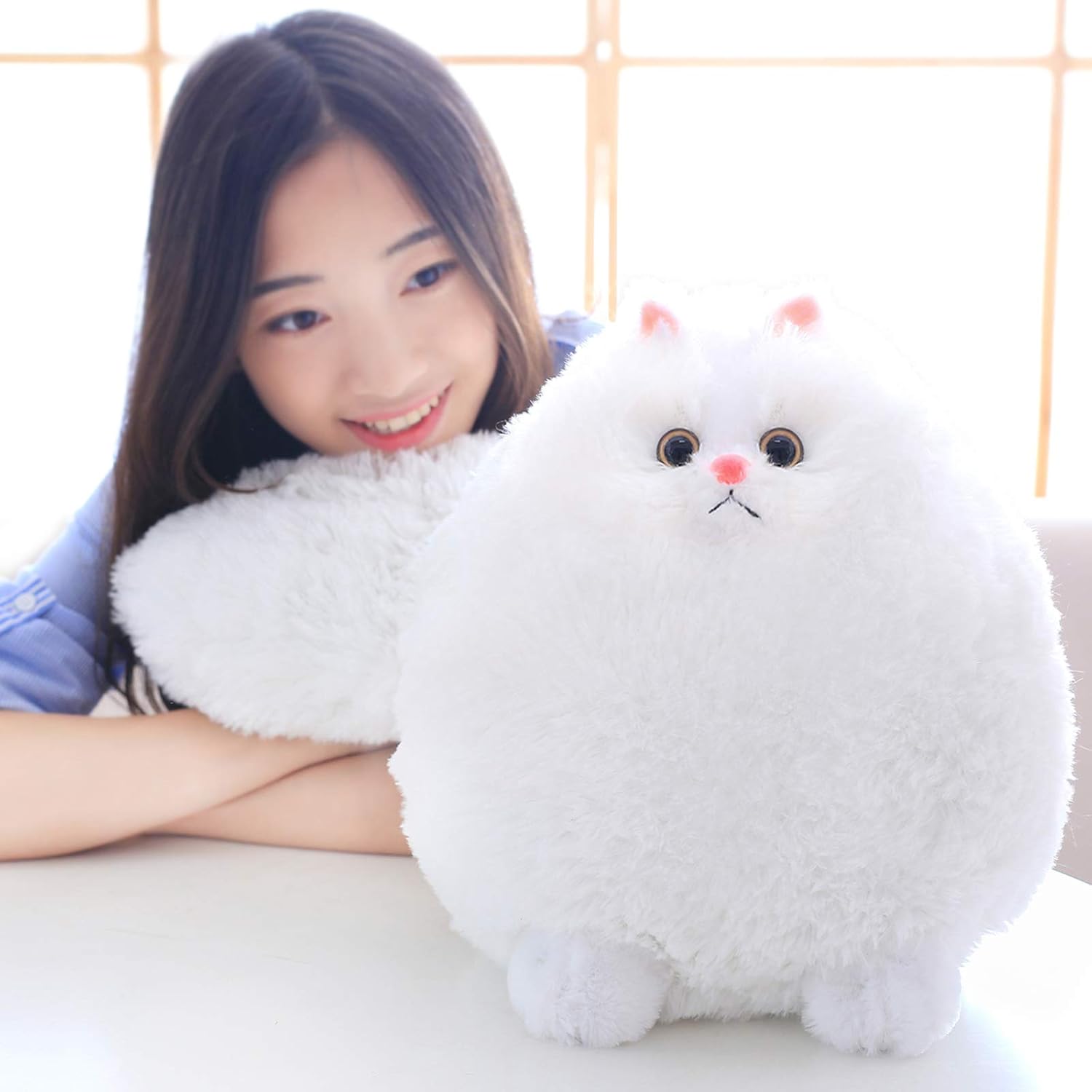 Winsterch White Plush Cat Stuffed Animal 10 Inches