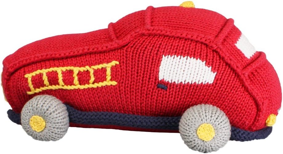 ZUBELS Baby Fire Truck Plush Doll Toy 6-Inch Hand-Knit
