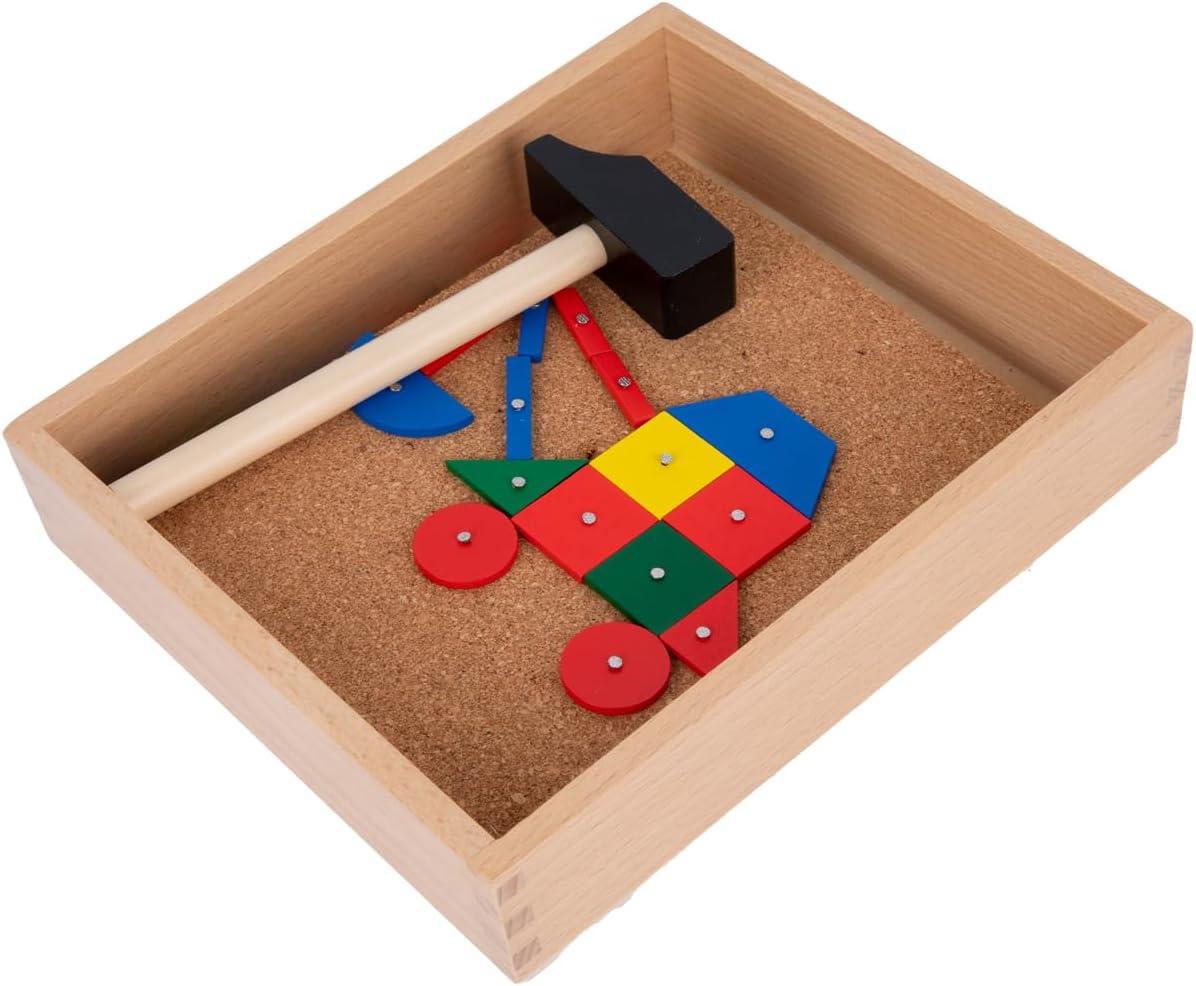 Adena Montessori Wooden Hammer and Nail Pegboard Puzzle