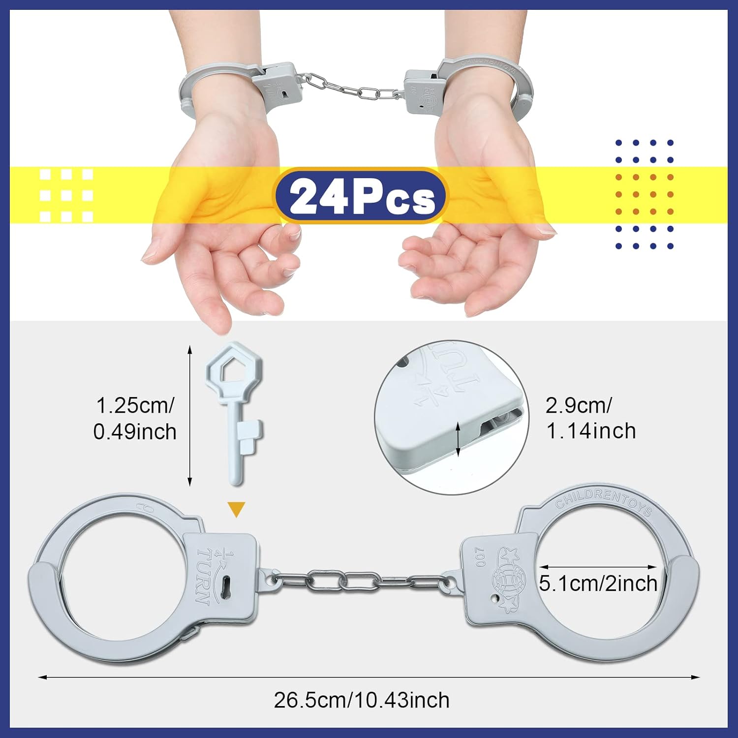 Junkin Plastic Handcuffs Toy with Safety Keys 50 Sets