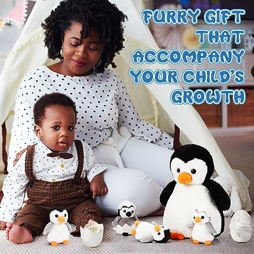 Aoriher 7 Pcs Penguin Plush Set with Mommy and Babies 1