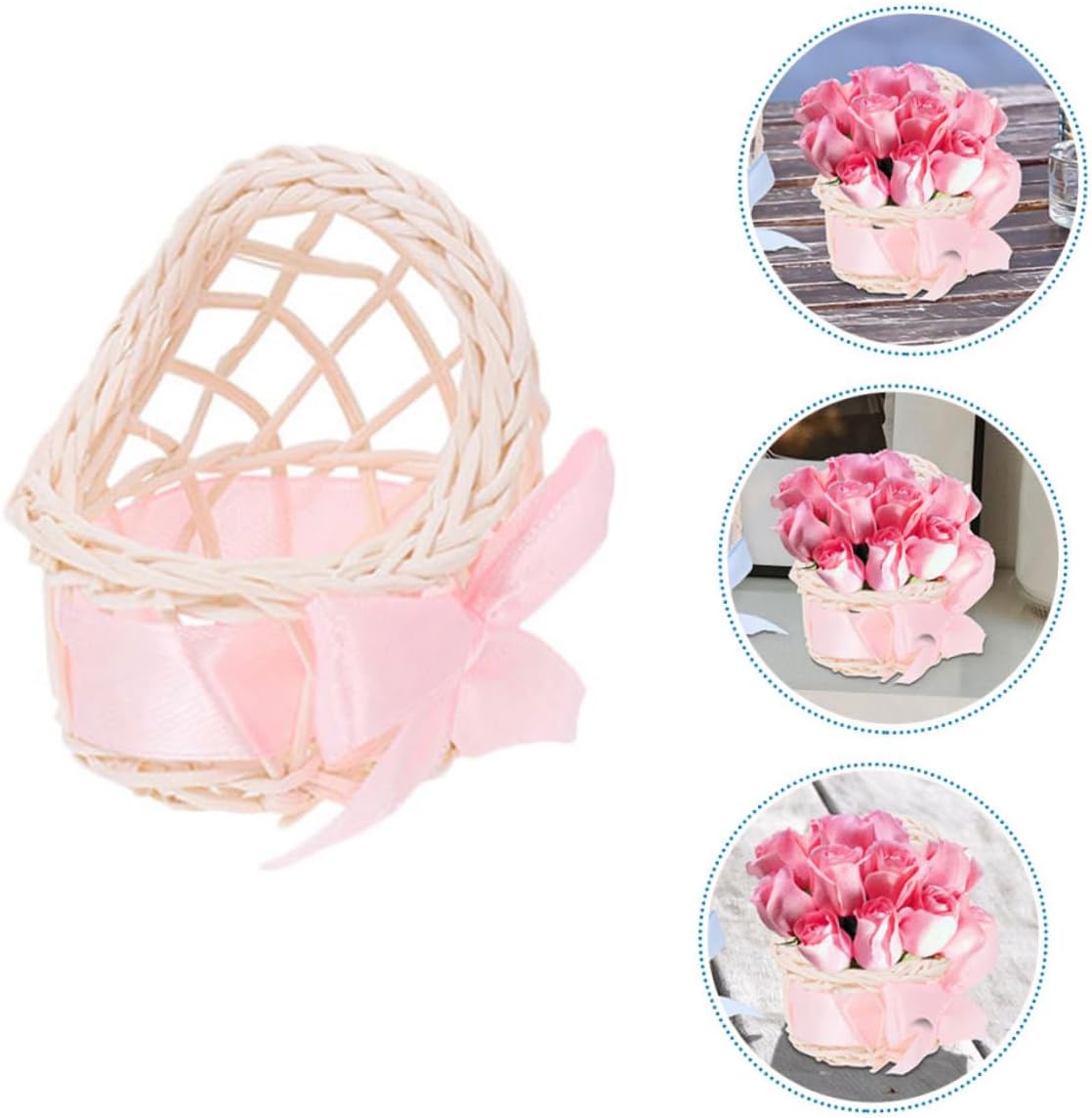 SUPVOX Mini Wicker Flower Basket for Dollhouse Decor