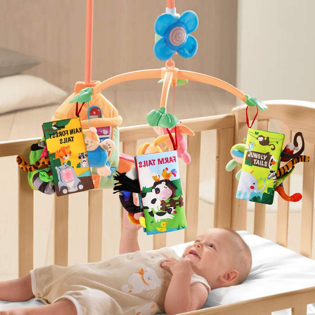 beiens 3PCS Touch and Feel Soft Baby Books for 0-12 Months