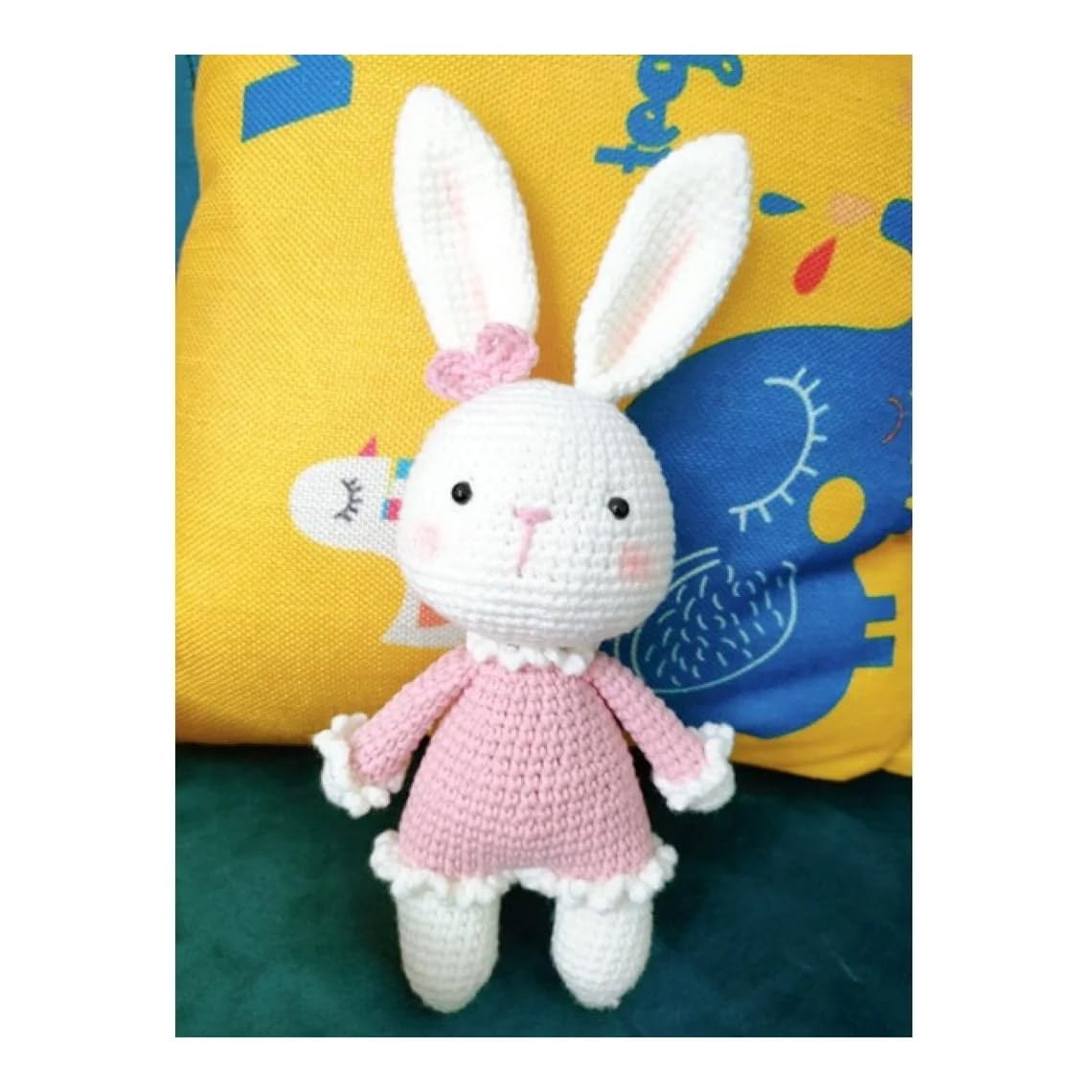 Handmade Knitted Amigurumi Bunny Toy Blue 25cm