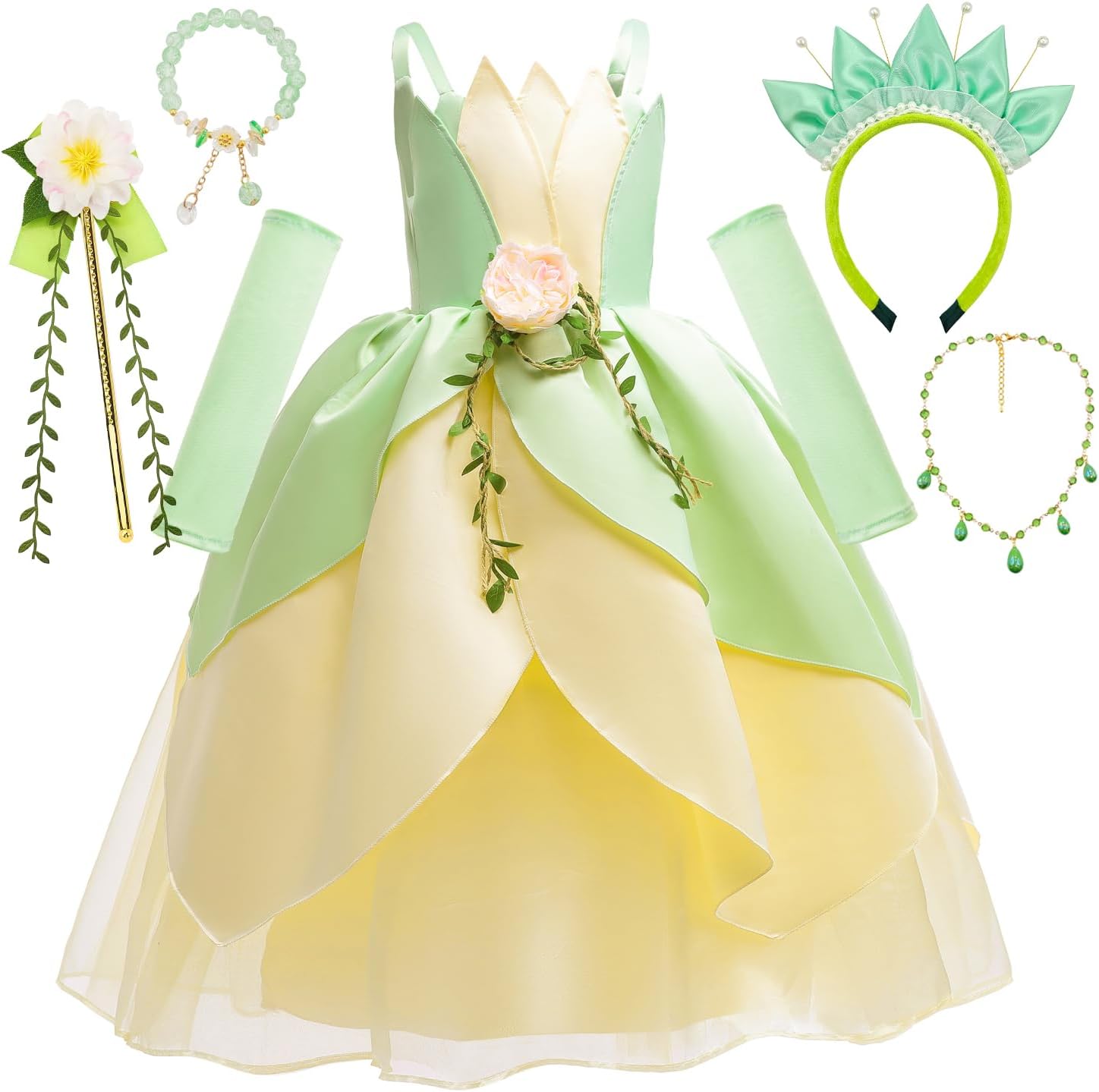 Fairy Frog Princess Dress for Girls Birthday Halloween Costume with Headband
