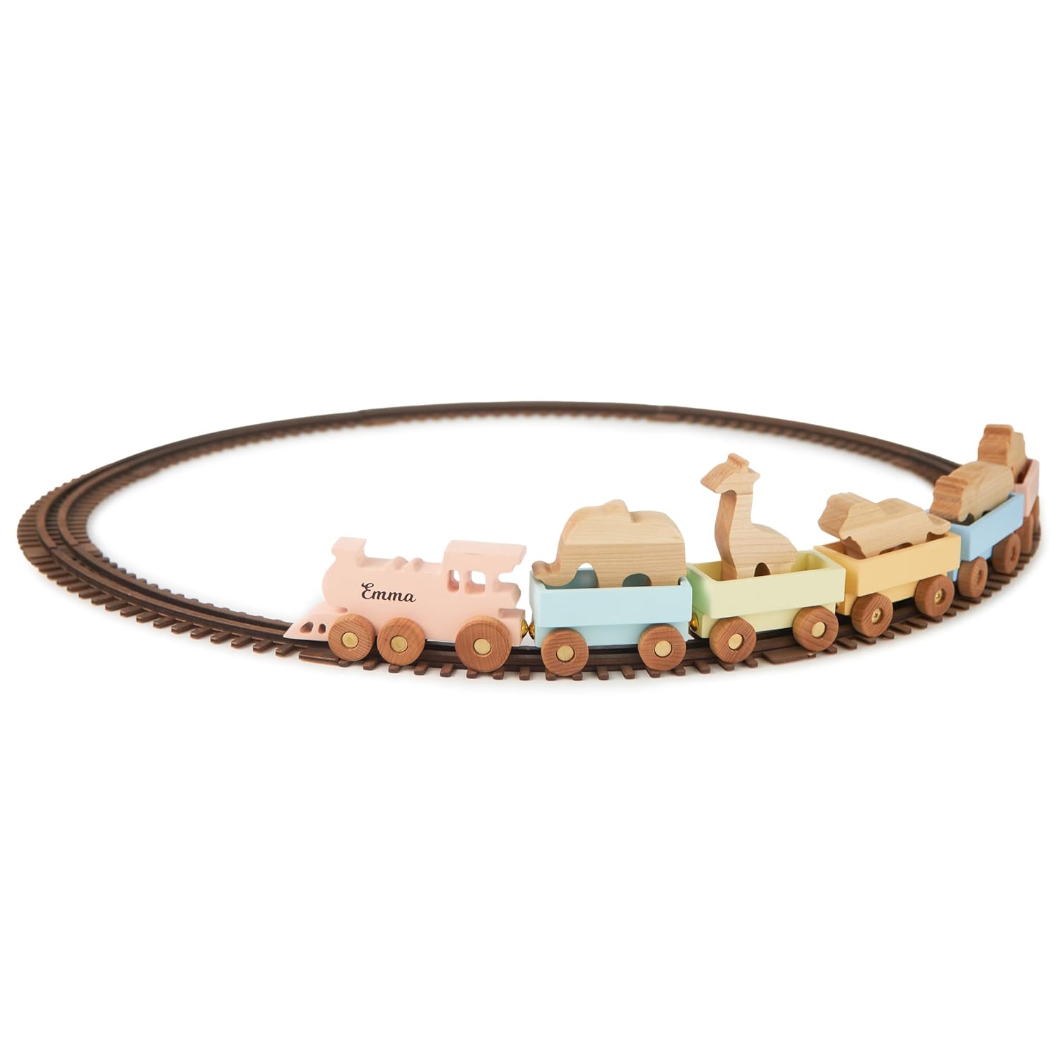 Personalized Freight Train with Name and Animal Wagon Set
