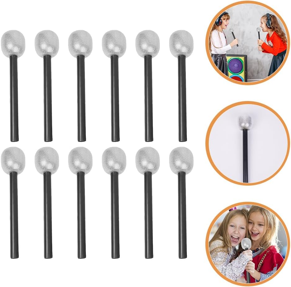 FAVOMOTO 12PCS Silver Inflatable Microphone Props