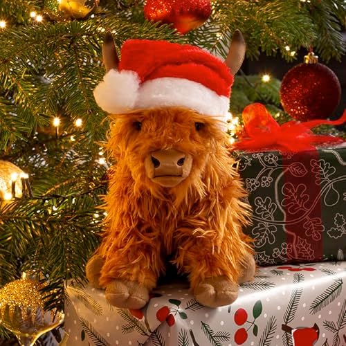 Living Nature Highland Cow Brown Stuffed Animal with Sound