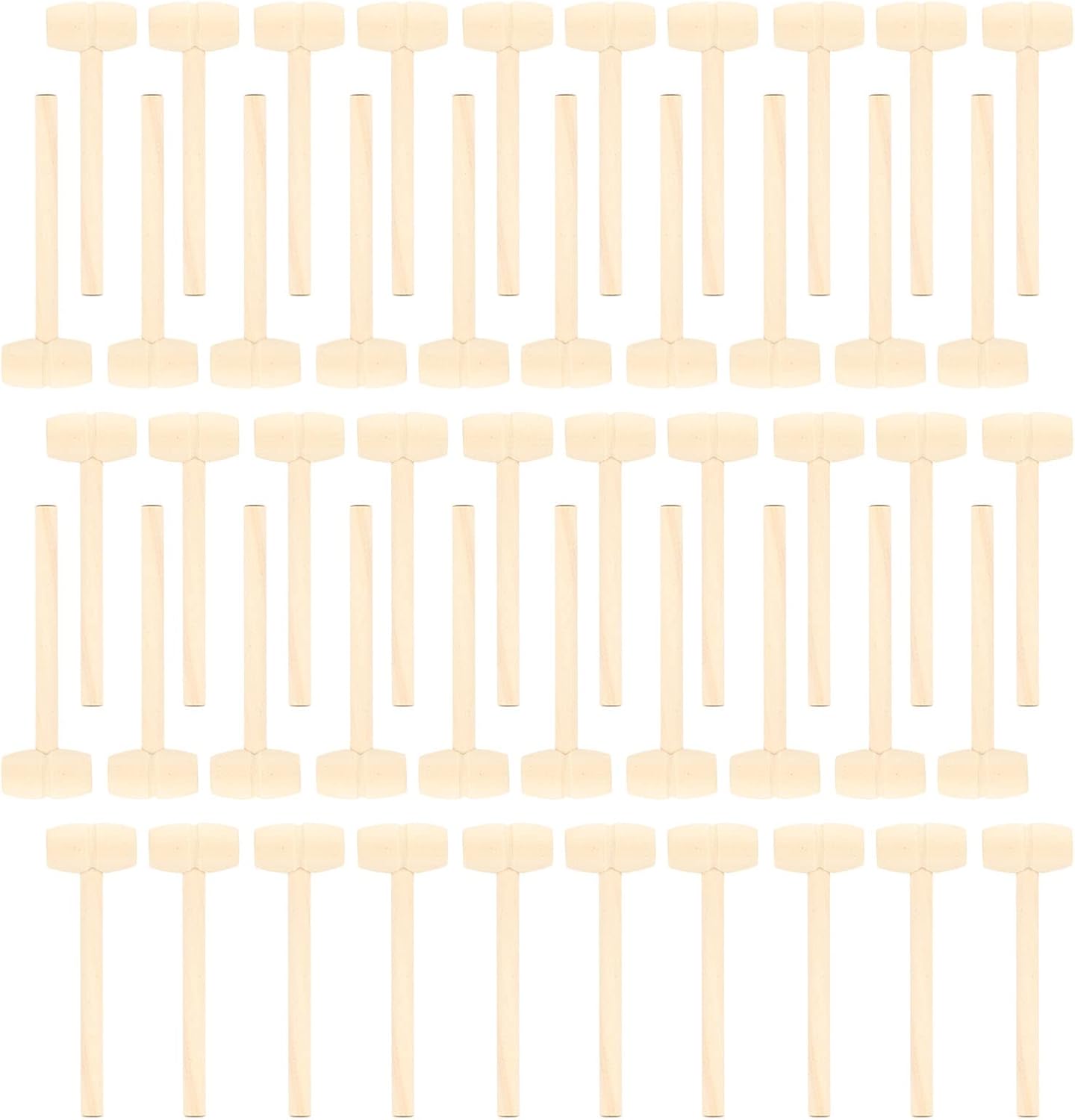 50 Pcs Mini Wooden Hammers for Kids and DIY