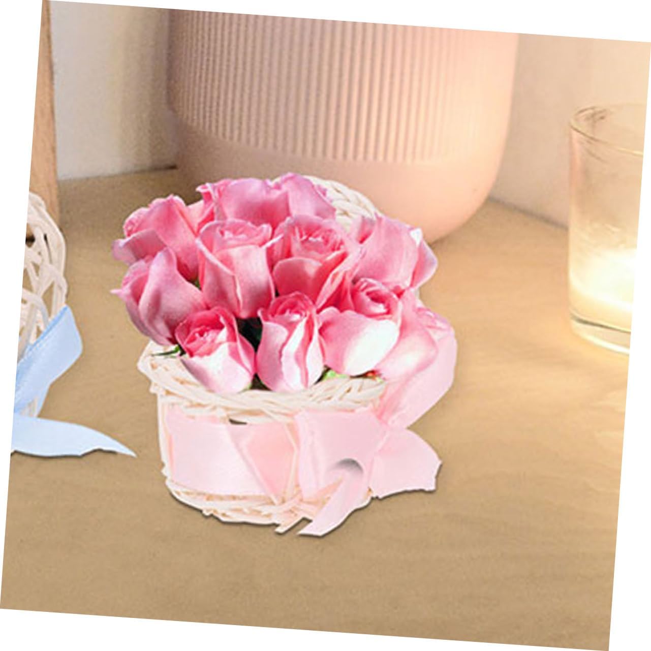 LIOOBO Mini Wicker Flower Basket for Dollhouse Decor