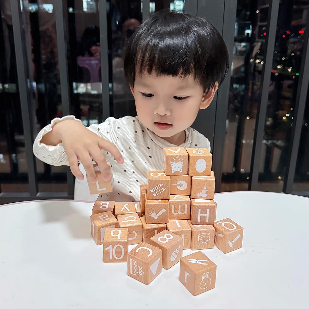 ANWoRLeT Wooden Alphabet Blocks for Kids