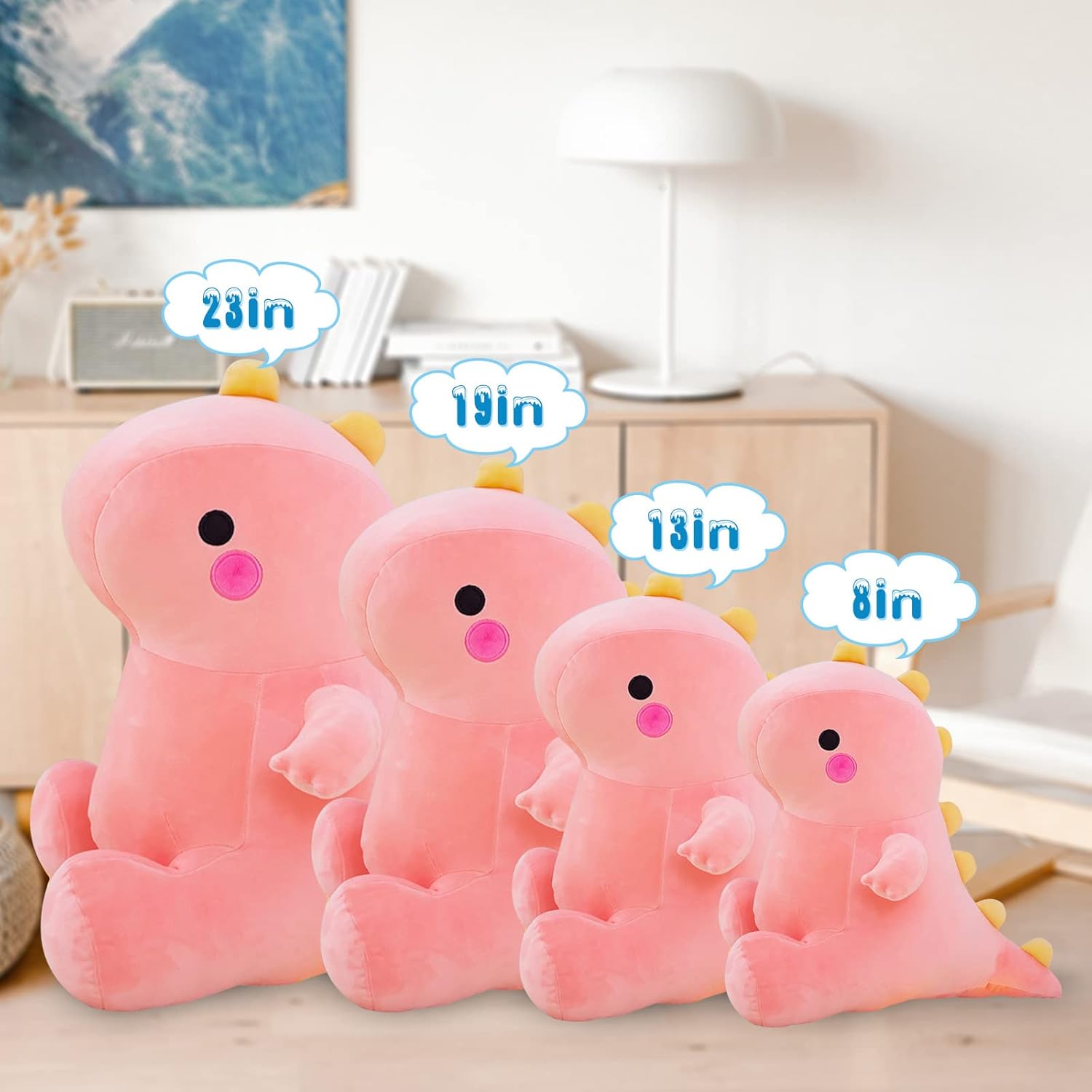 DUANMUL Cute Pink Dinosaur Plush Toy 8in
