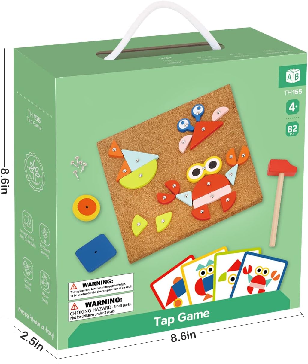 TOOKYLAND Fine Motor Toys Hammer and Nails Game for Kids