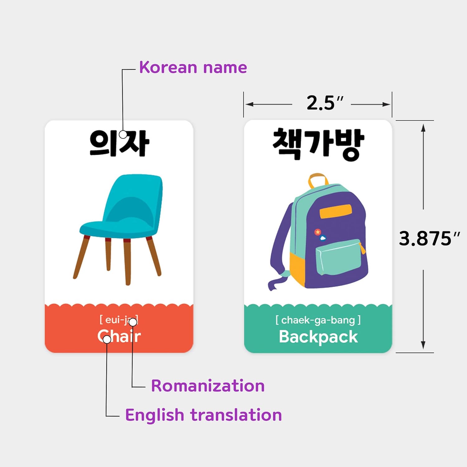 Stellarsol 2 Pack Korean Alphabet Flashcards for Toddlers