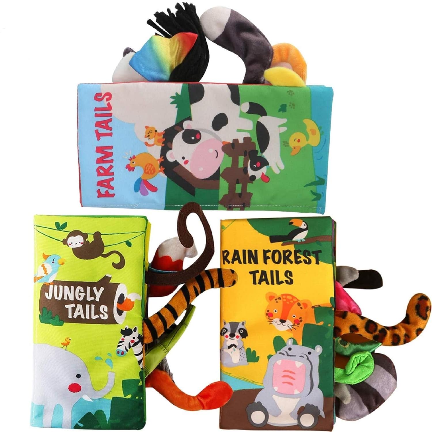 beiens 3PCS Touch and Feel Soft Baby Books for 0-12 Months