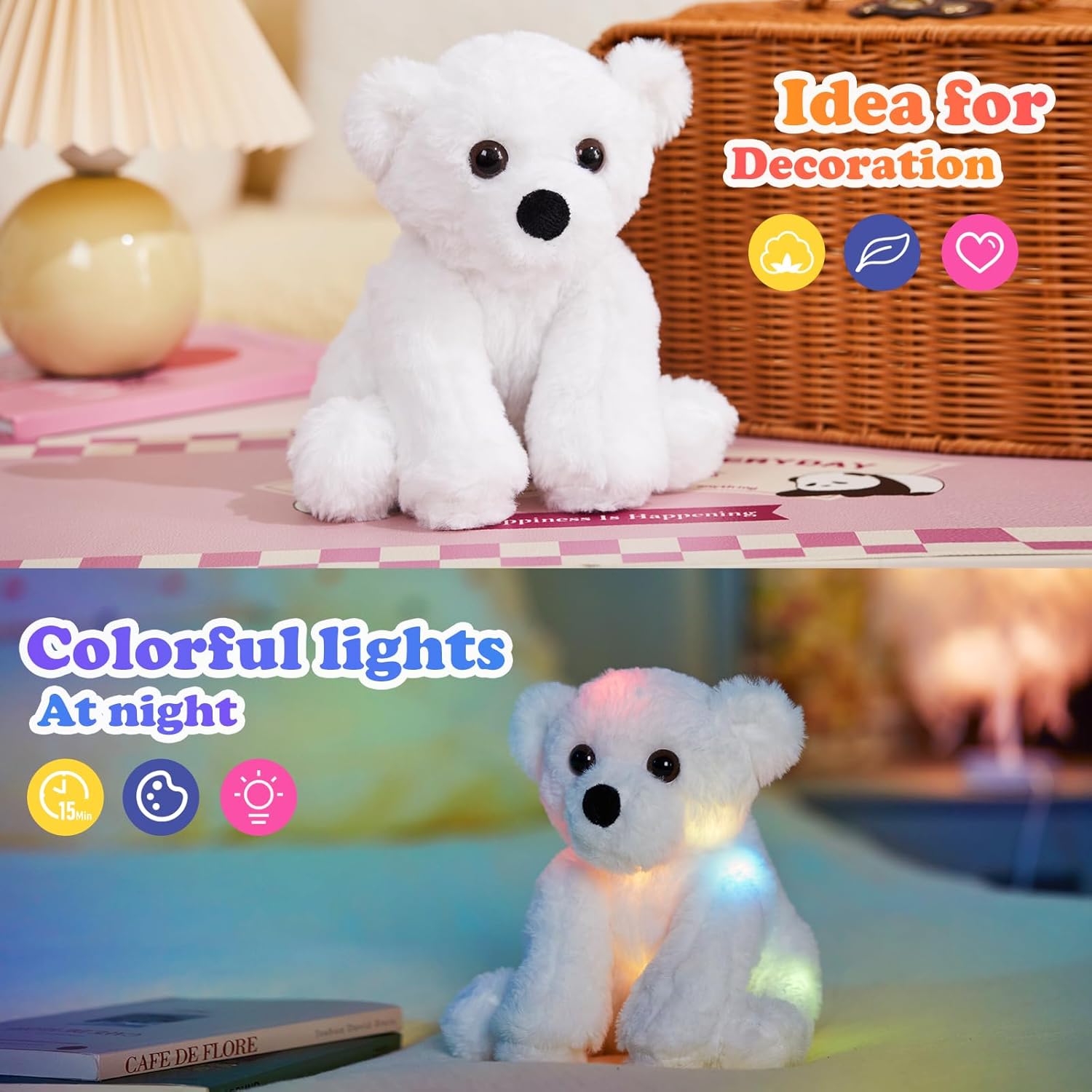 BSTAOFY Glow Polar Bear LED Night Light Toy