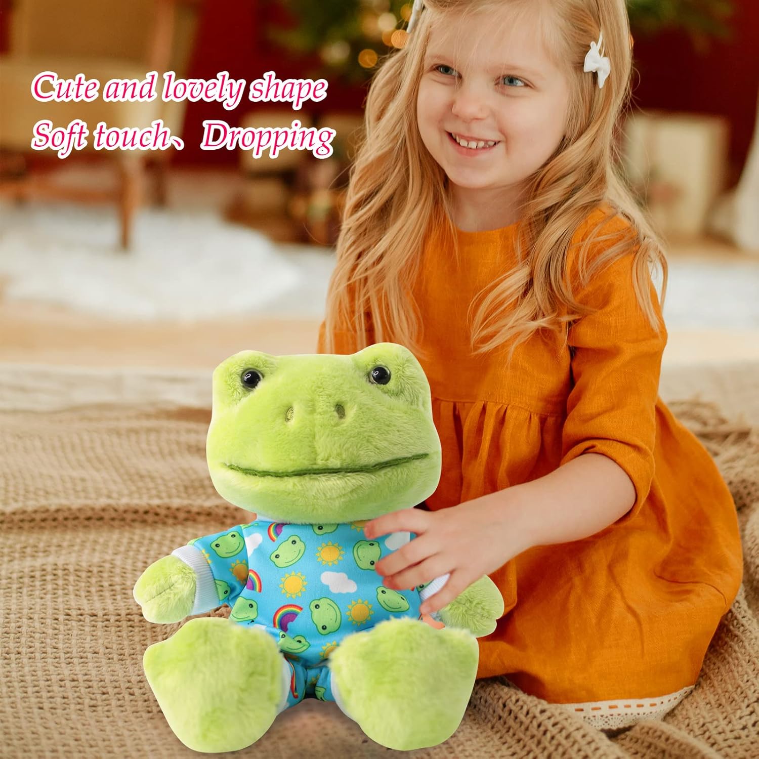 Furvana 9 Inch Green Frog Plush Soft Huggable Stuffed Animal