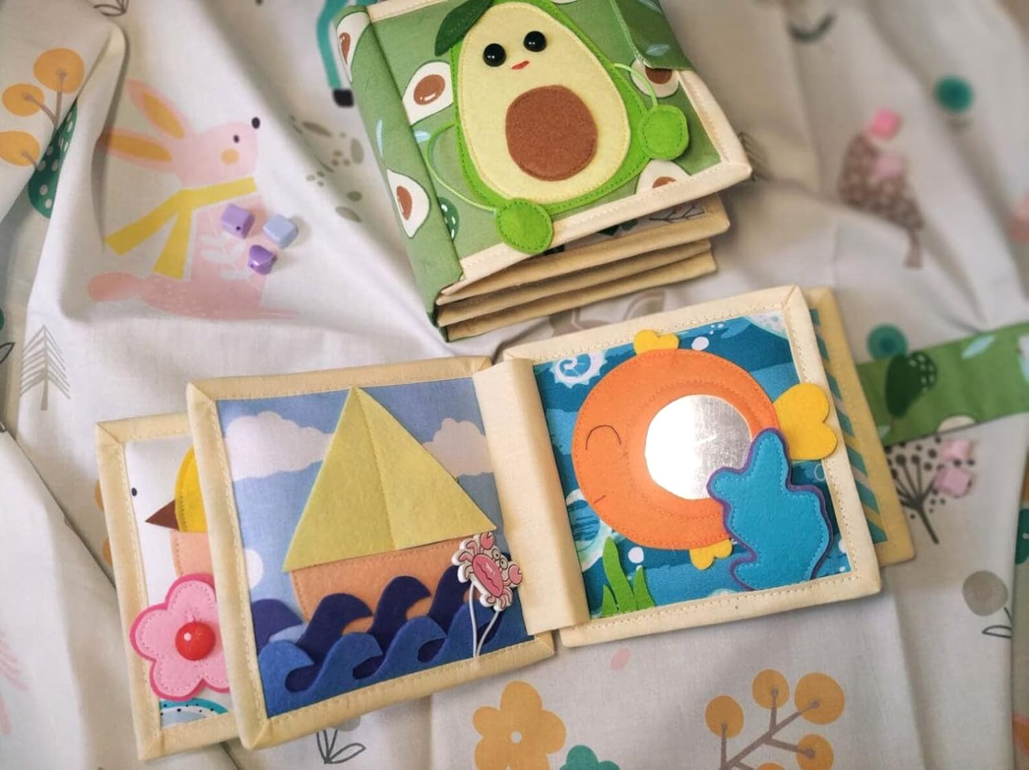 Avocado Quiet Baby Book Felt Montessori Toy