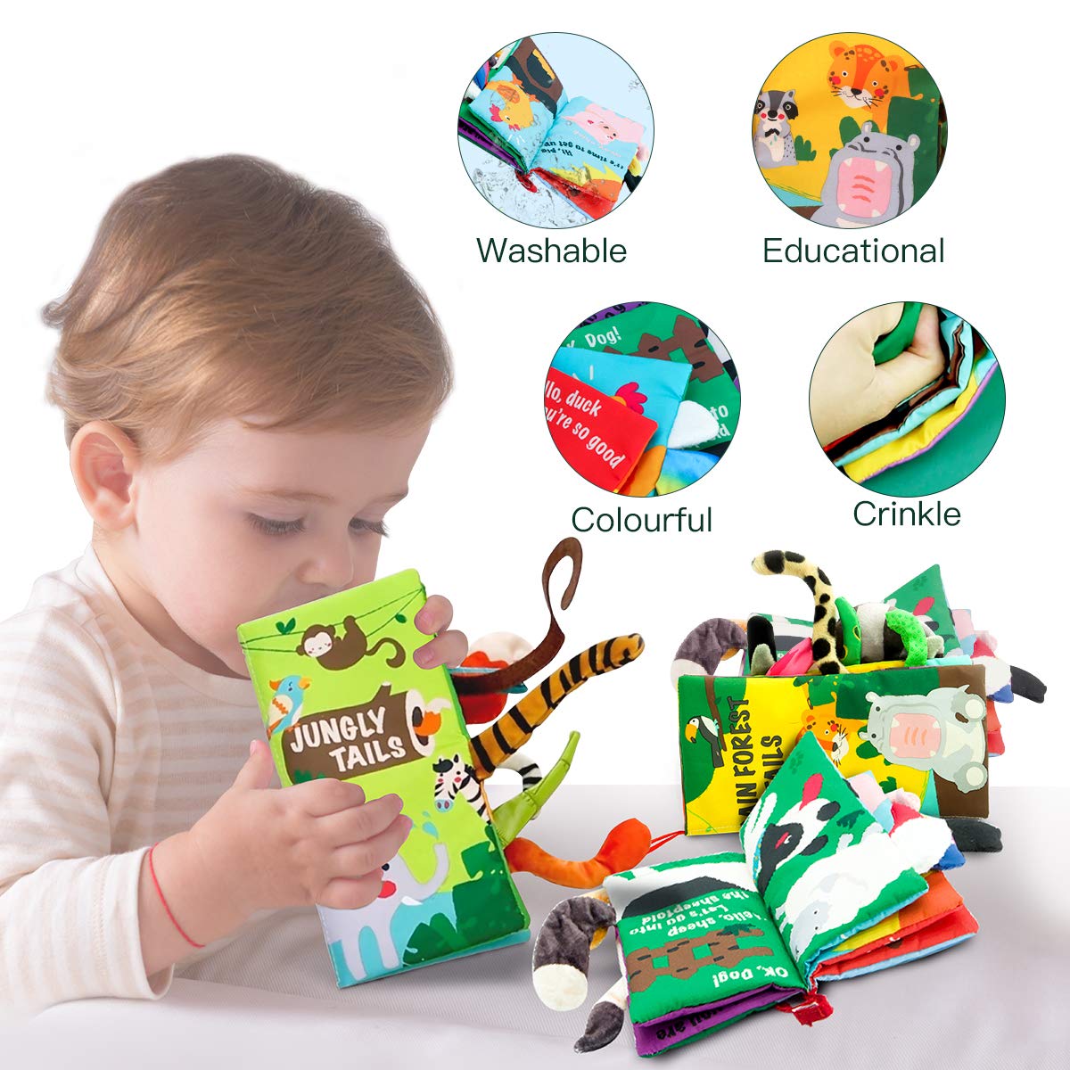 beiens 3PCS Touch and Feel Soft Baby Books for 0-12 Months