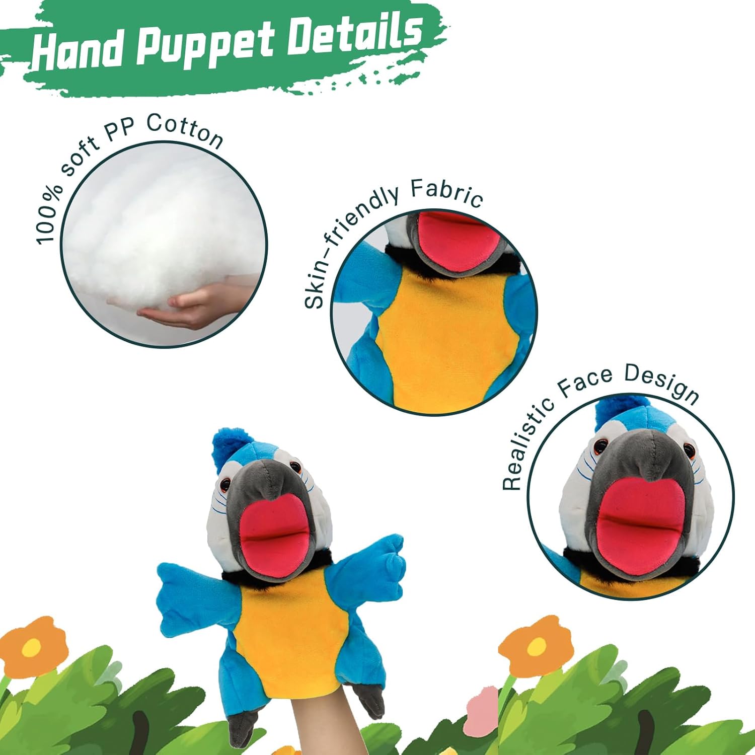Tiny Heart Parrot Hand Puppet 984inch-1181inch Cuddly Plush Toy