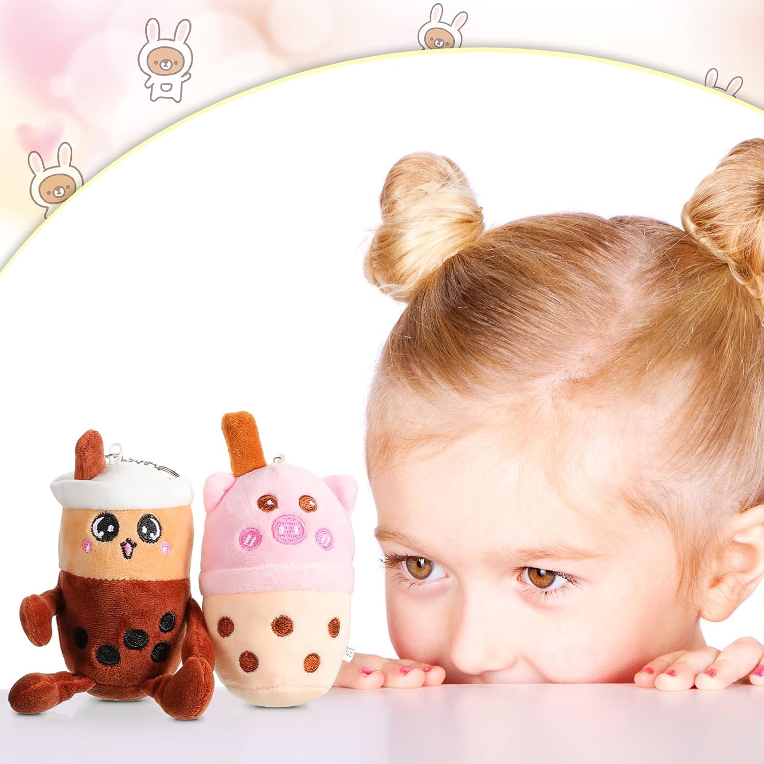 Skylety 8 Pieces 5 Inch Milk Tea Plush Toys Keychain