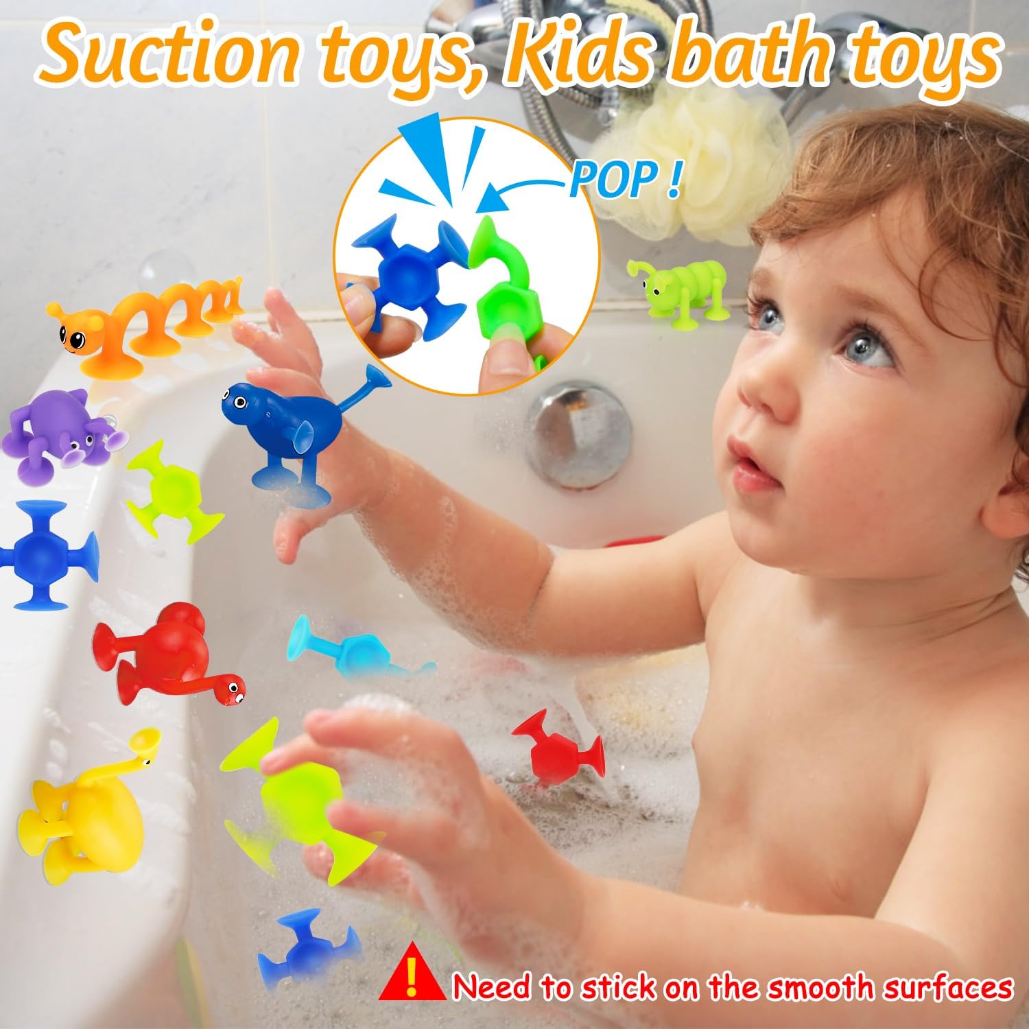 32 PCS Suction Cup Bath Toys for Kids 2 Years