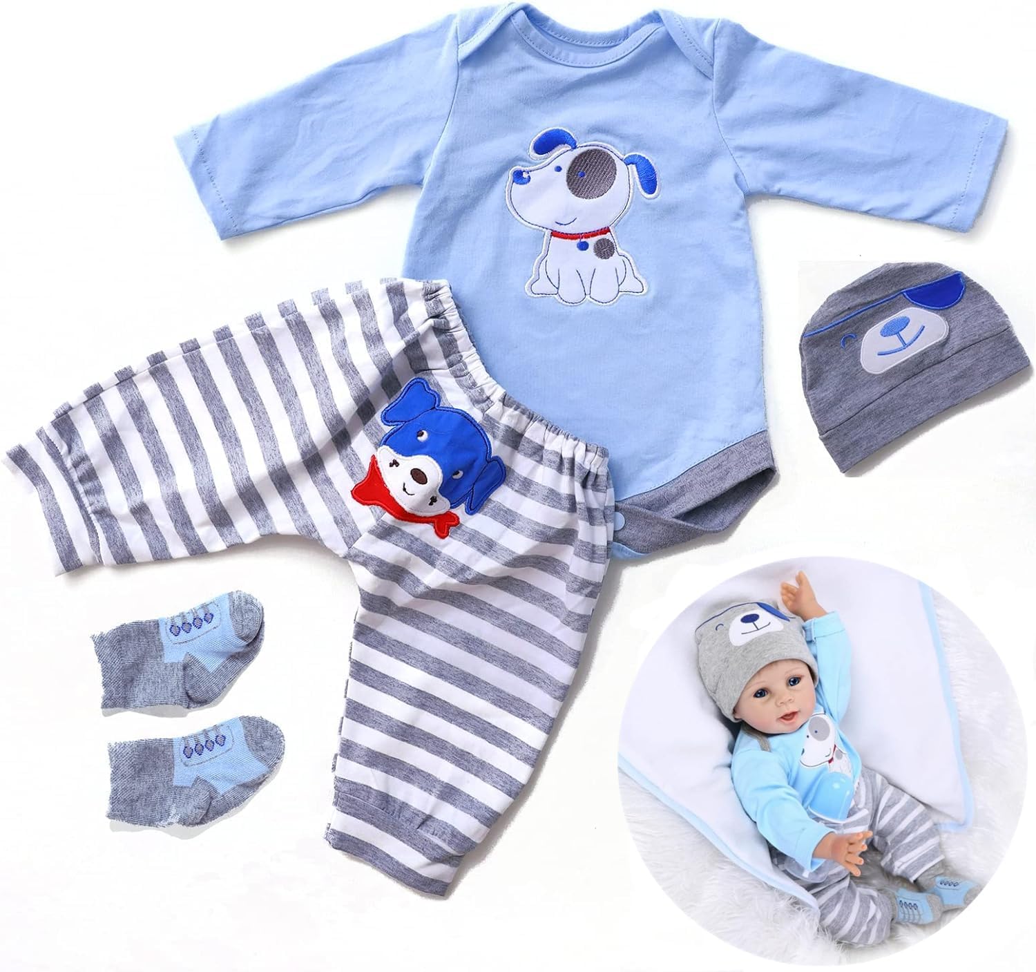 scnbom Reborn Baby Doll Clothes 4pcs Set