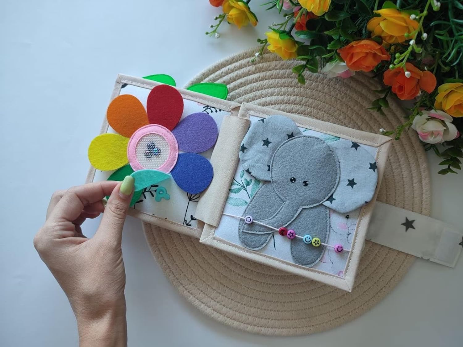 Quiet Baby Book Hedgehog Felt Toy for Fine Motor Skills