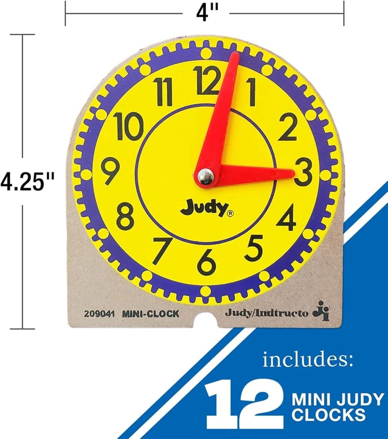 Judy Instructo Mini-Clocks Set of 12 4 18 x 4 Inches