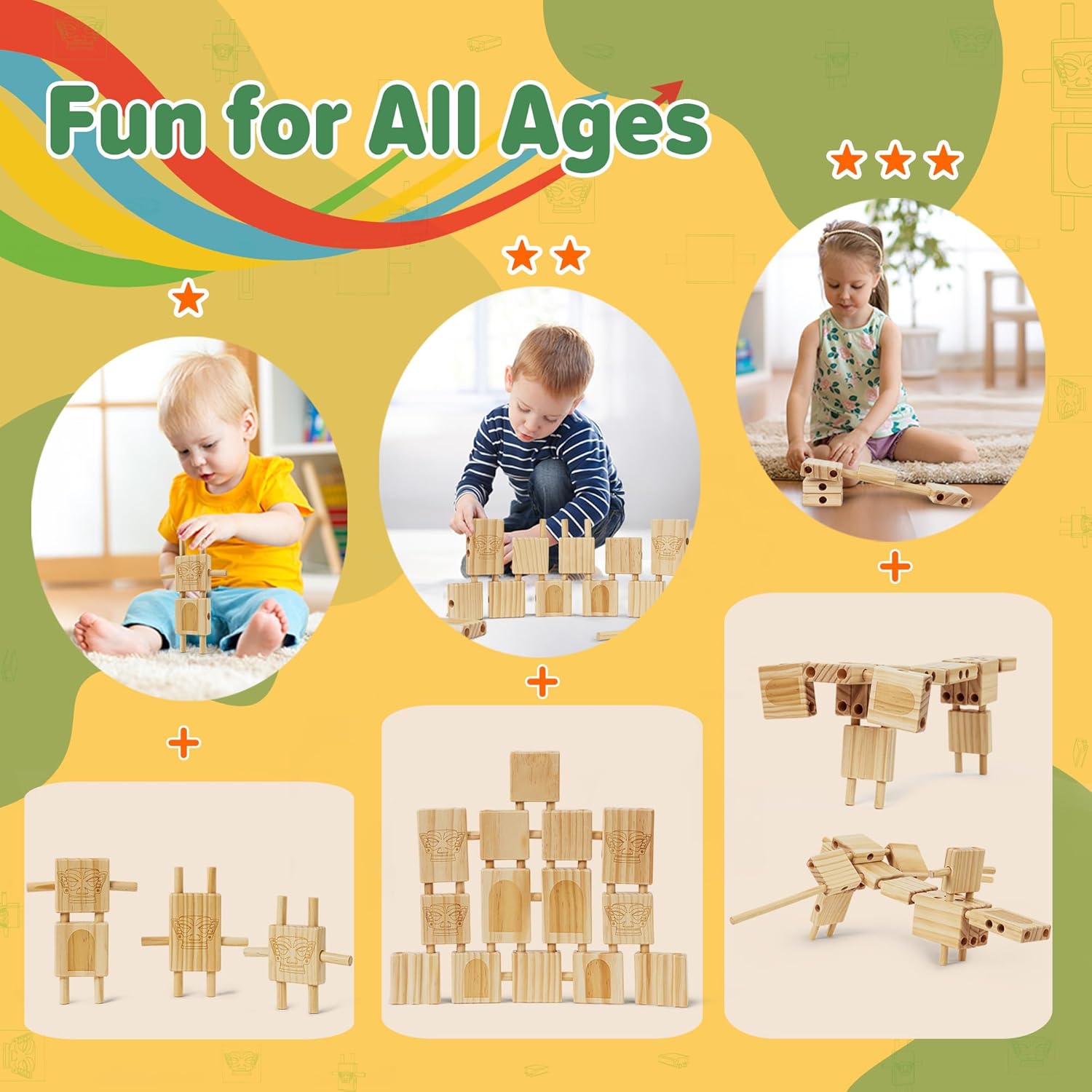 Edyfico TDD101 Wooden Blocks 44pcs STEM Montessori Set