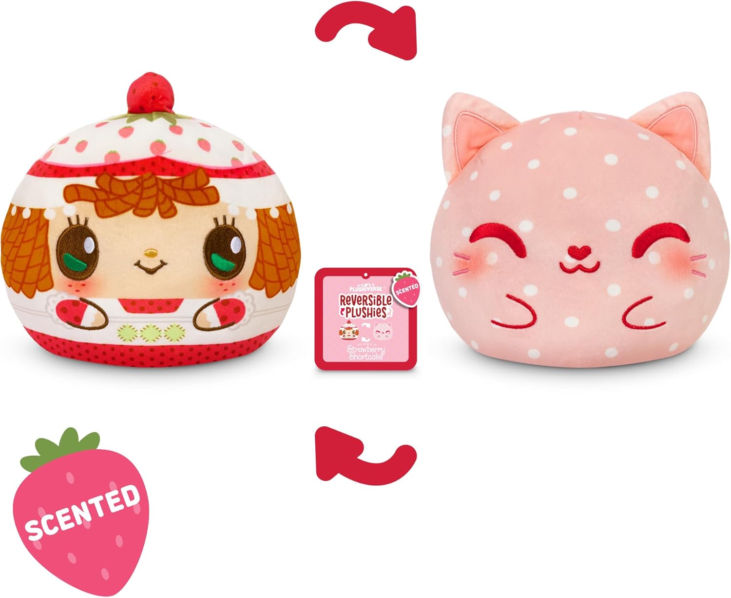 TeeTurtle Strawberry Shortcake Reversible Plushie - Cute Kawaii 6 Inch Scented Toy