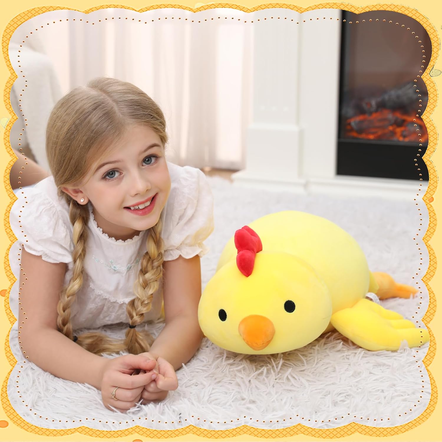 FLORVIV Weighted Chicken Plush Toy 24 42lb Yellow