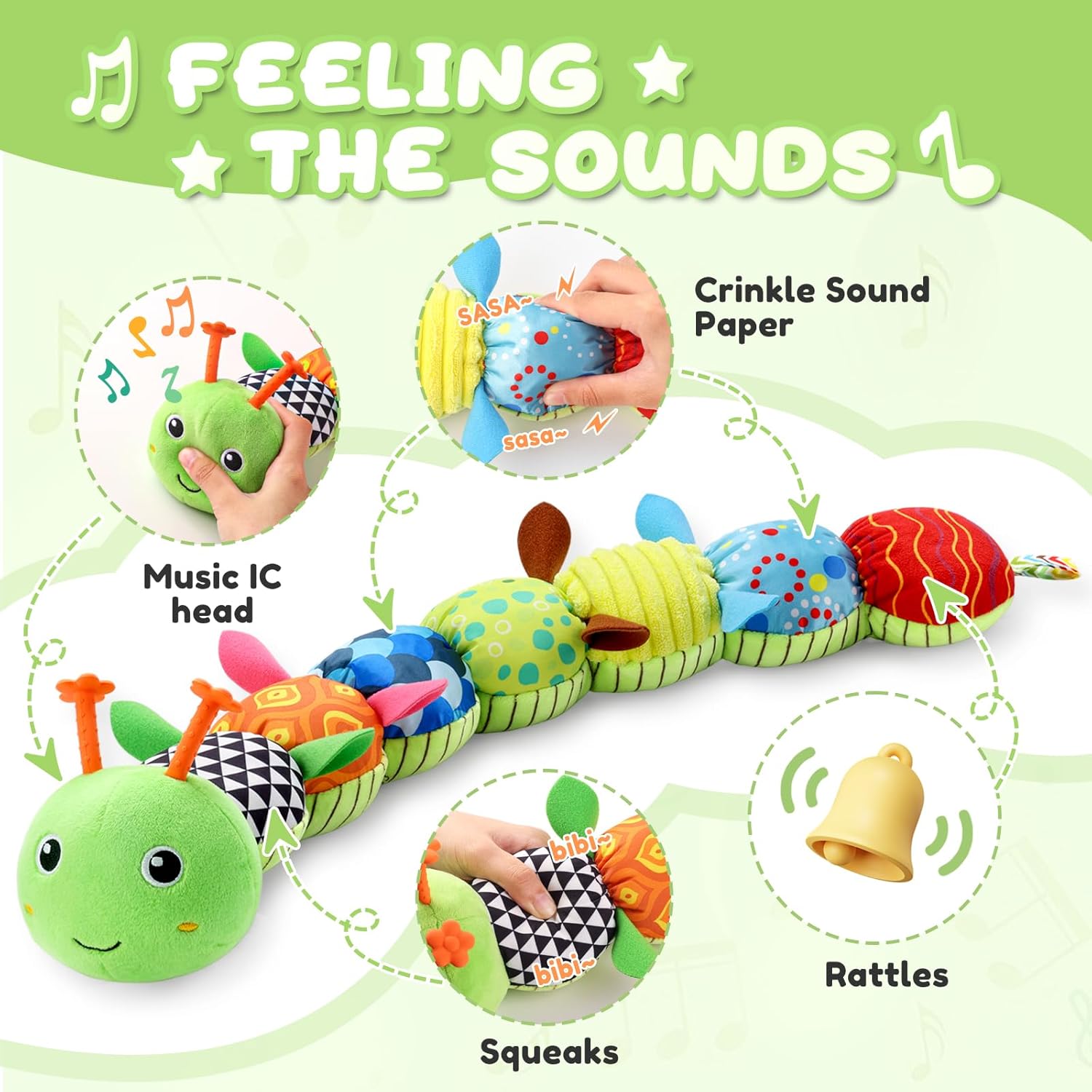 AWOTOY Musical Caterpillar Baby Toy for 0-12 Months