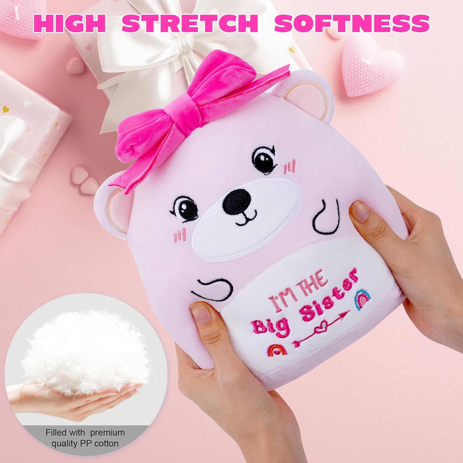 Big Sister Plush Bear with Pink Bow 8-Inch Stuffed Animal