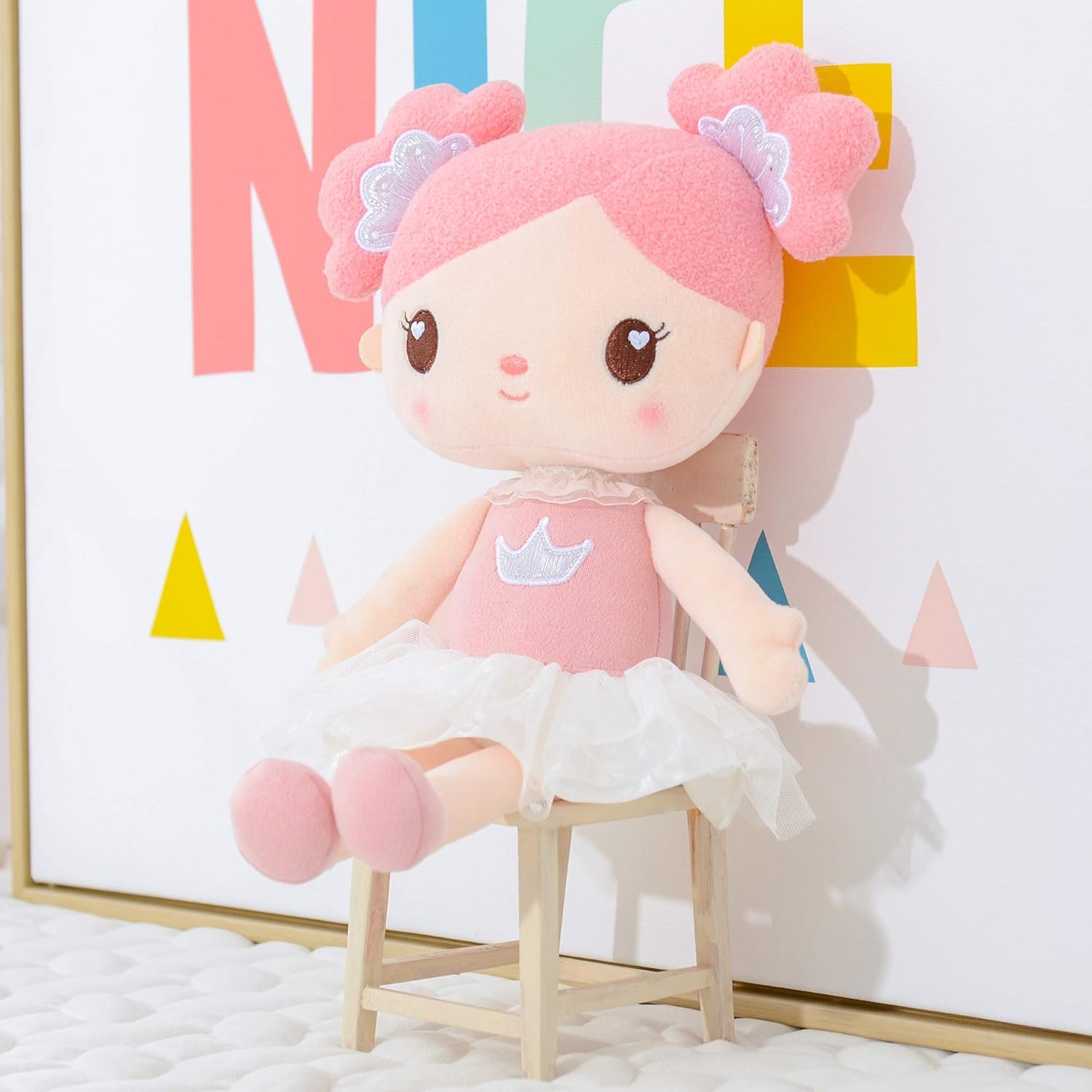 Gloveleya 15 Inch Plush Candy Girl Pink Stuffed Doll with Gift Bag
