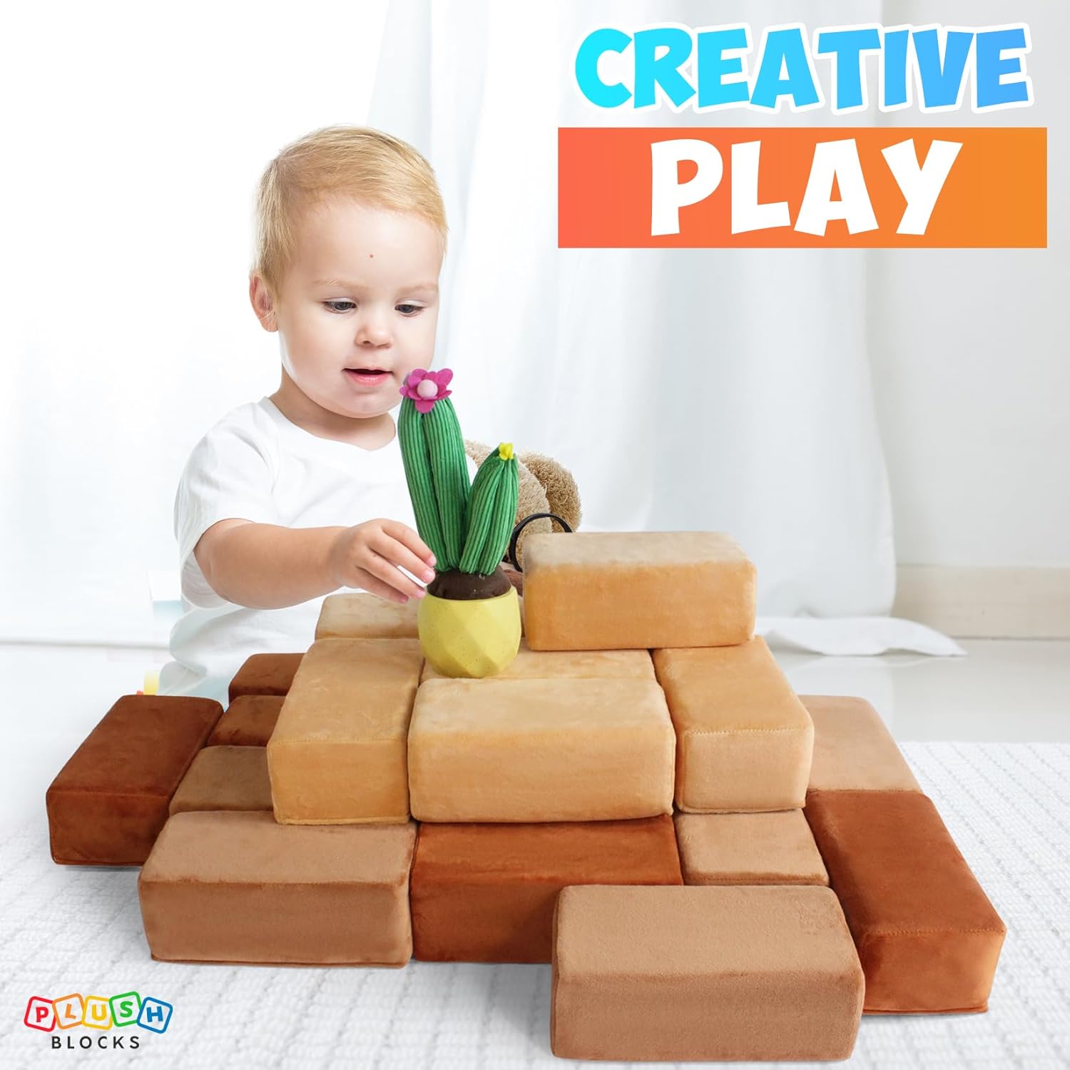 Plush Blocks Desert Set of 24 - Safe Foam Blocks for Kids