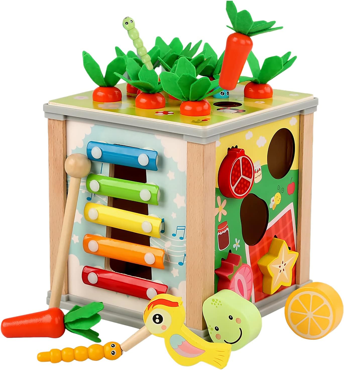 MingNor 6 in 1 Wooden Toddler Toy Set