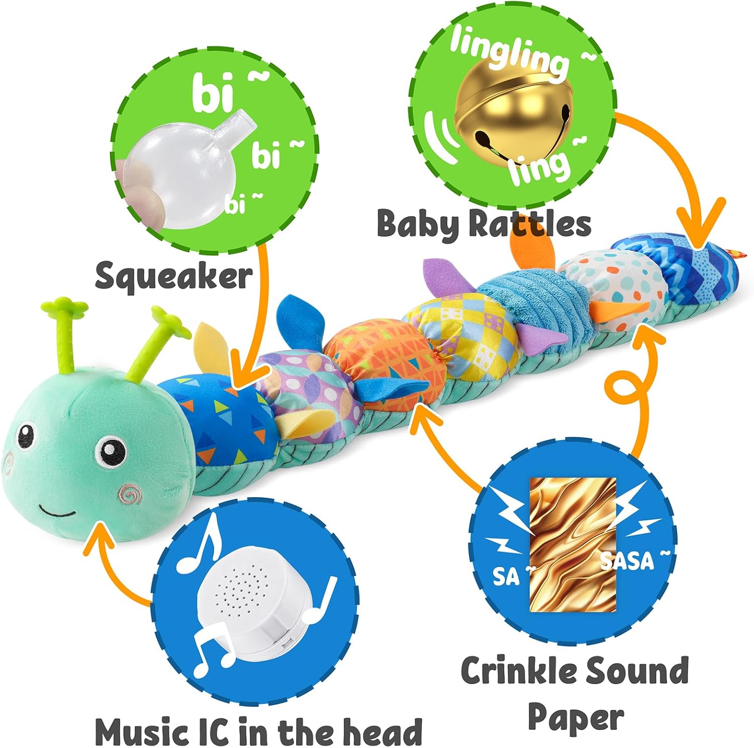 LIGHTDESIRE Musical Caterpillar Baby Toy Blue