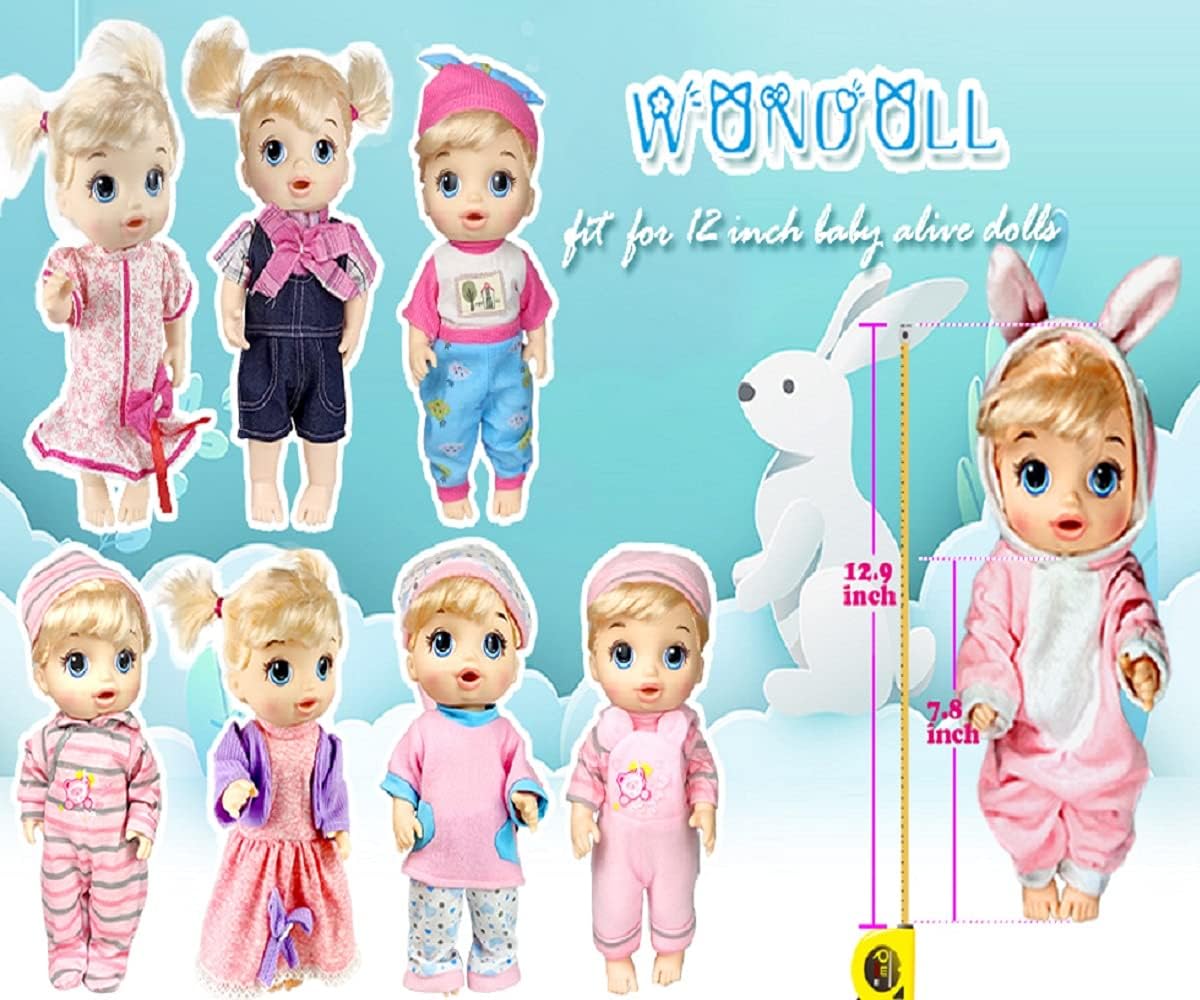 WONDOLL 8-Sets Baby Doll Clothes for 12 Inch Dolls