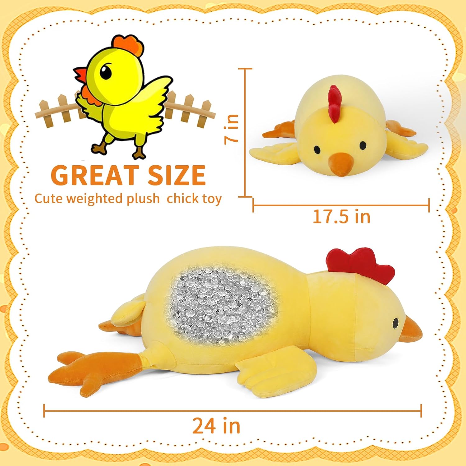 FLORVIV Weighted Chicken Plush Toy 24 42lb Yellow