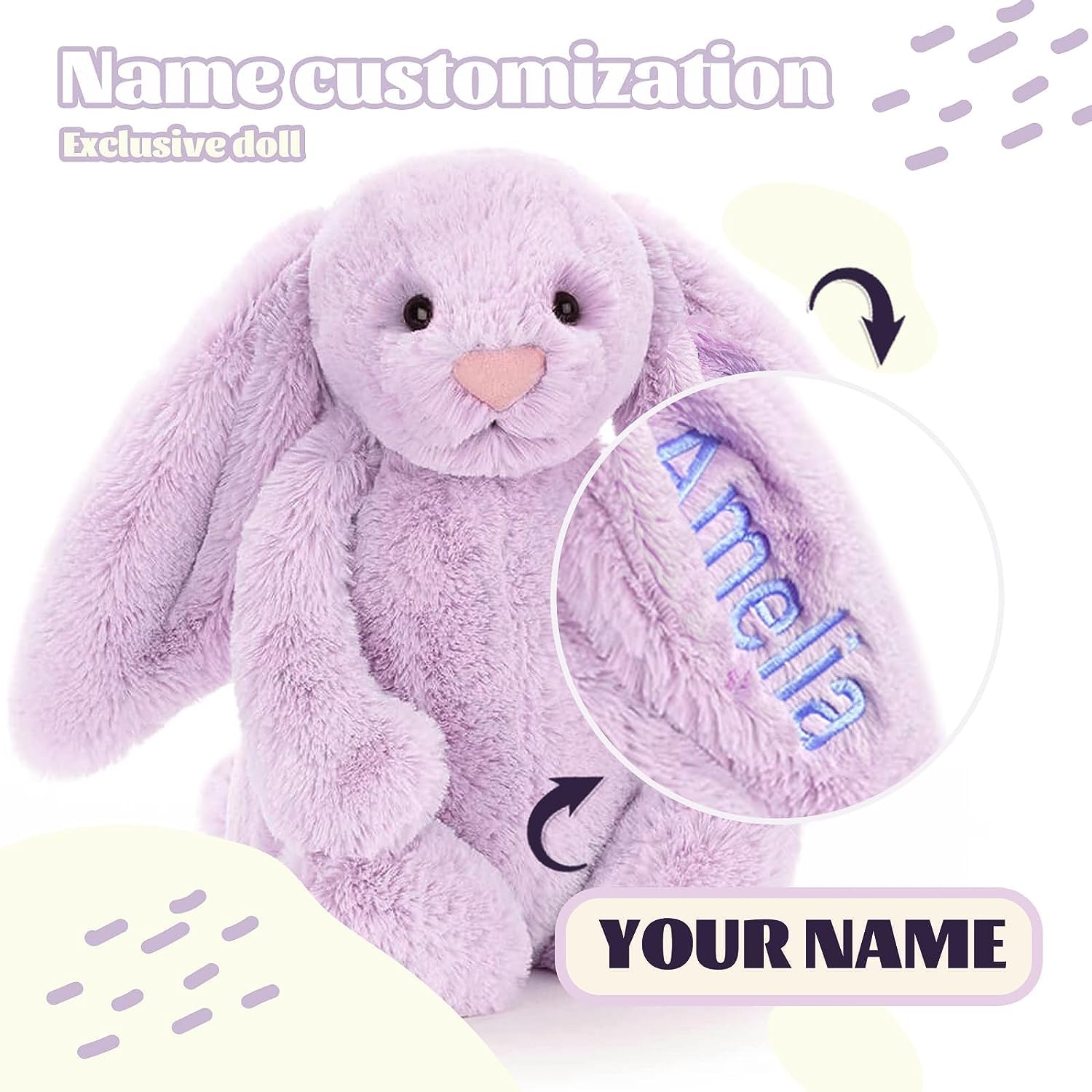 Custom Plush Rabbit with Childs Name - Kawaii Cuddle Companion