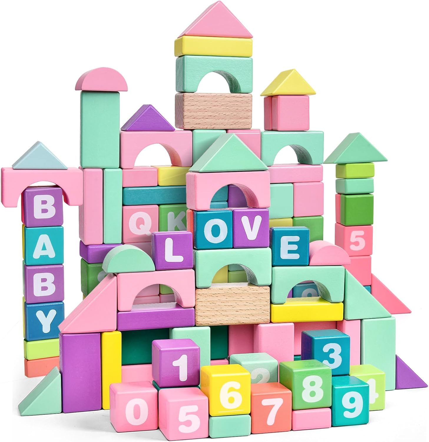 Lewo Wooden Stacking Blocks for Toddlers 1-3 Years