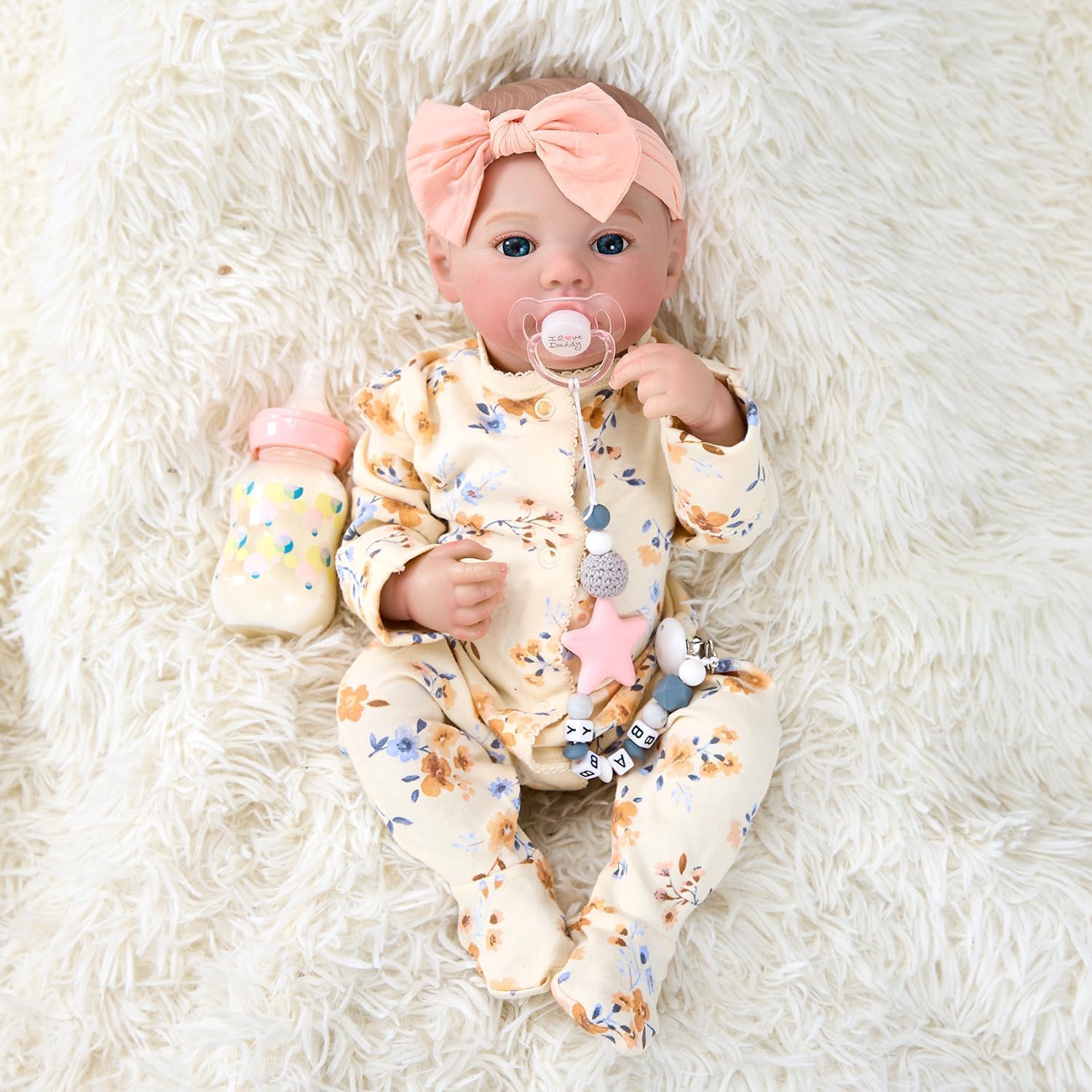 MYREBABY 17 Realistic Reborn Baby Girl Doll Set