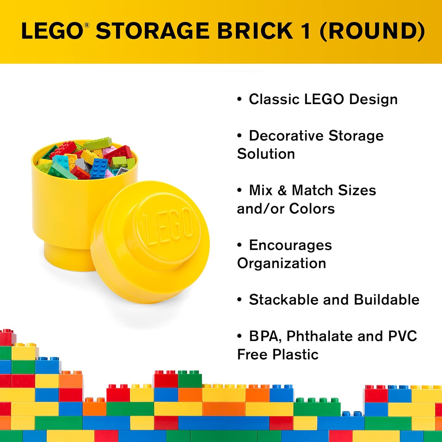 LEGO ROOM Copenhagen Yellow Round Storage Box
